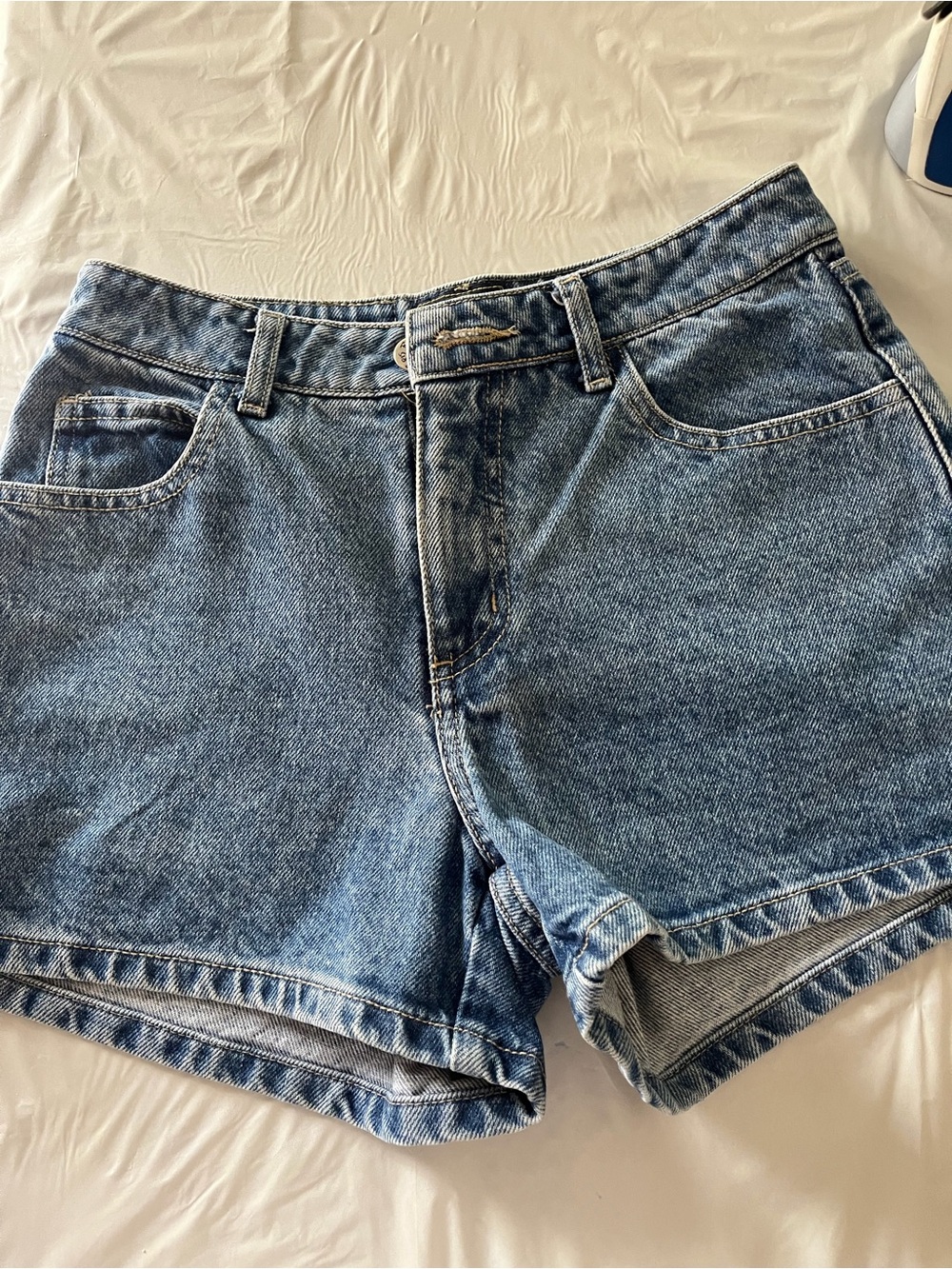 Paris Blues Washed Blue High-Rise Jean Shorts
